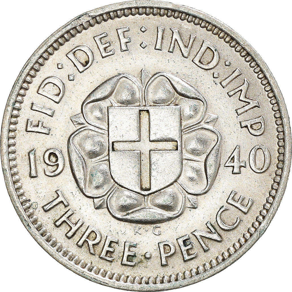 Moneta, Gran Bretagna, George VI, 3 Pence, 1940, BB+, Argento, KM:848