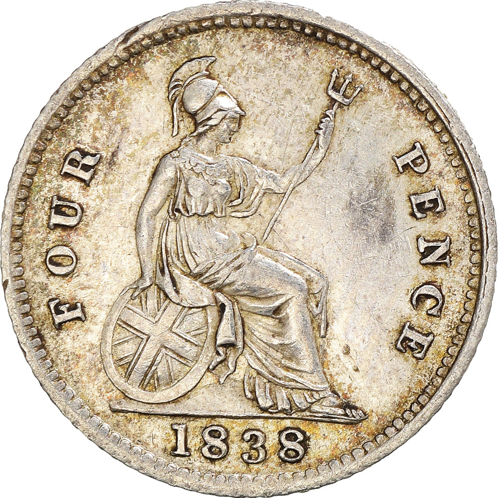 Coin, Great Britain, Victoria, 4 Pence, Groat, 1838, EF(40-45), Silver, KM:731.1