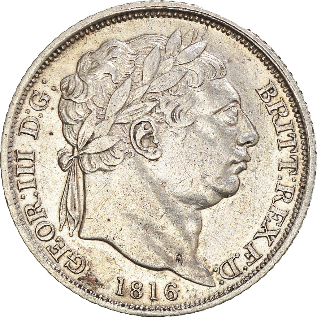 Coin, Great Britain, George III, 6 Pence, 1816, AU(50-53), Silver, KM:665