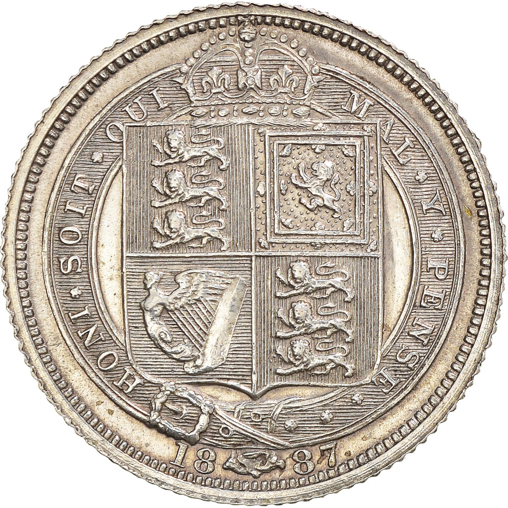 Coin, Great Britain, Victoria, 6 Pence, 1887, AU(55-58), Silver, KM:759