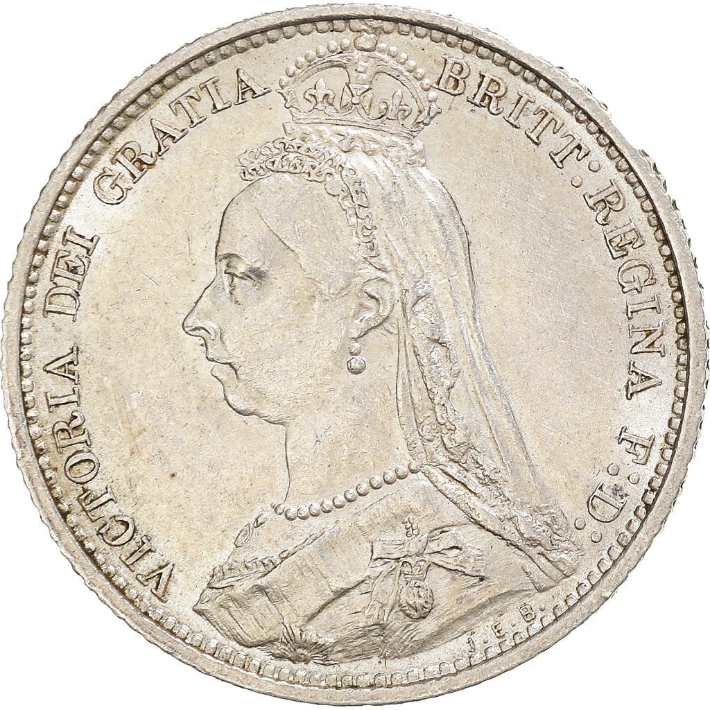 Coin, Great Britain, Victoria, 6 Pence, 1887, AU(50-53), Silver, KM:759