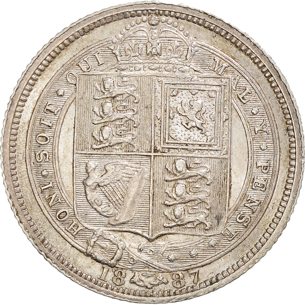Coin, Great Britain, Victoria, 6 Pence, 1887, AU(50-53), Silver, KM:759