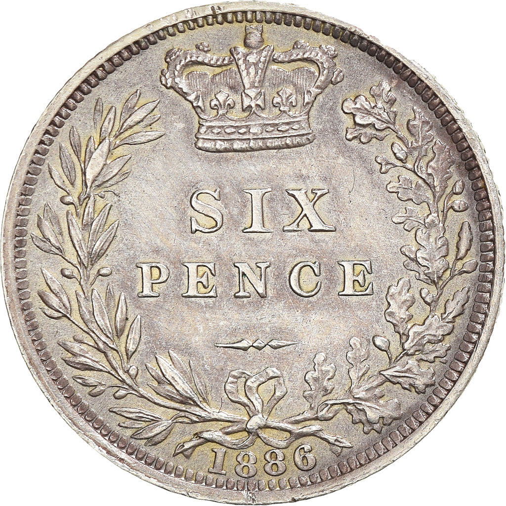 Coin, Great Britain, Victoria, 6 Pence, 1886, AU(50-53), Silver, KM:757