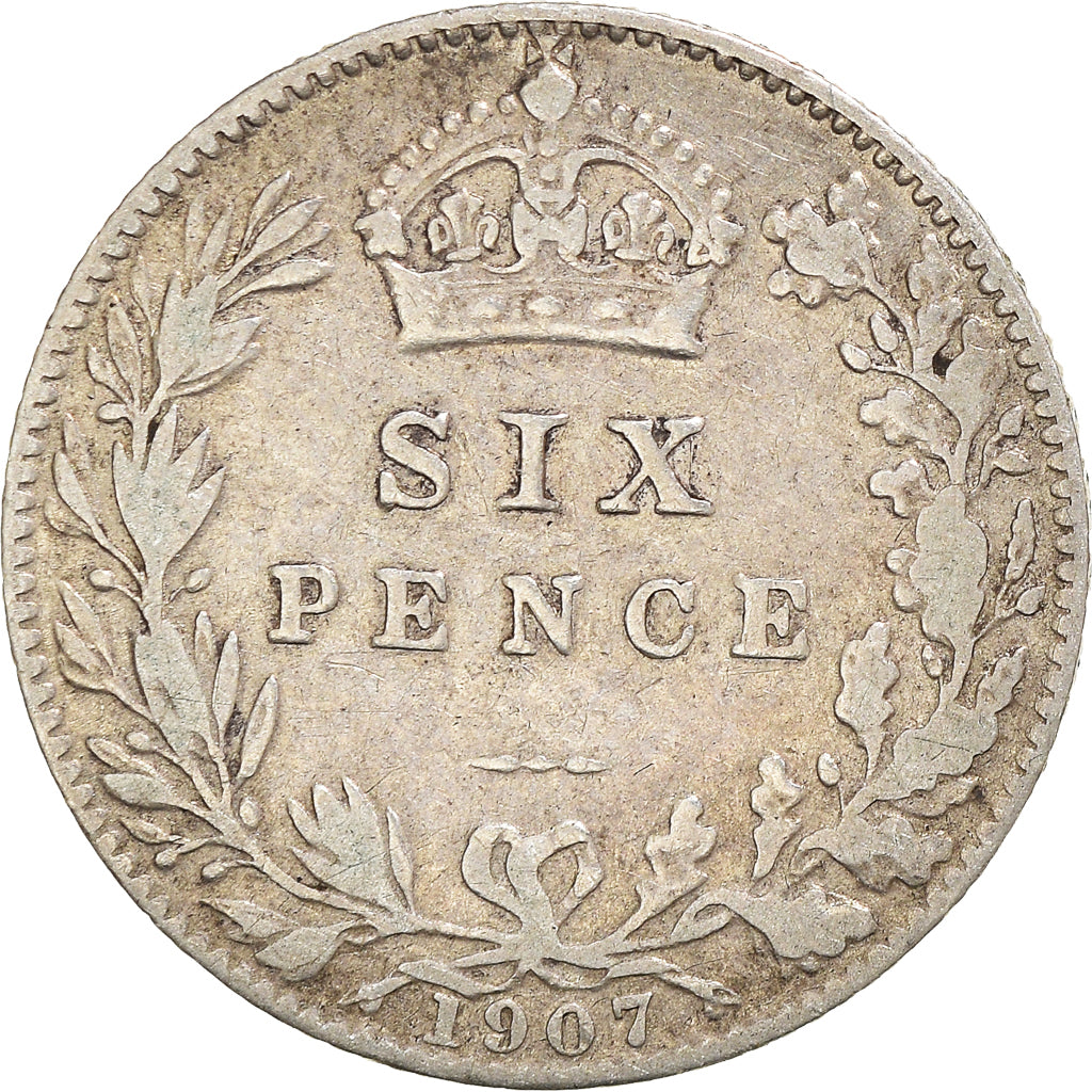 Coin, Great Britain, Edward VII, 6 Pence, 1907, VF(20-25), Silver, KM:799