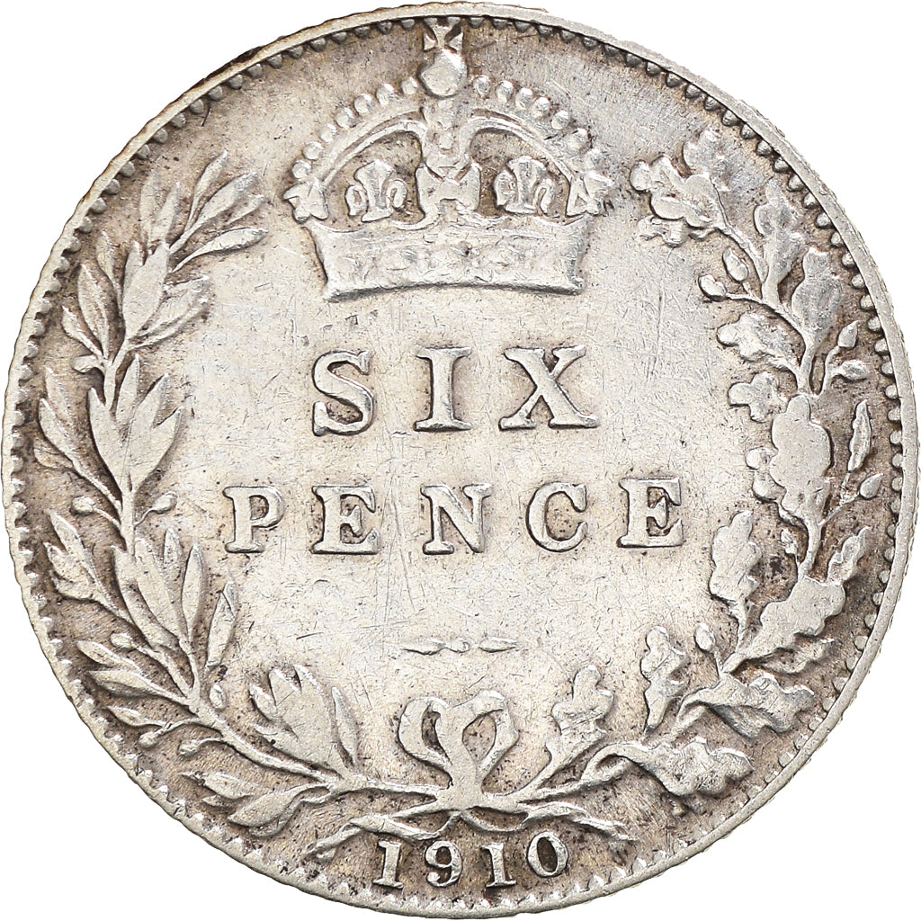 Coin, Great Britain, Edward VII, 6 Pence, 1910, VF(30-35), Silver, KM:799