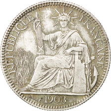 FRENCH INDO-CHINA, 10 Cents, 1903, Paris, KM #9, AU(50-53), Silver, Lecompte...