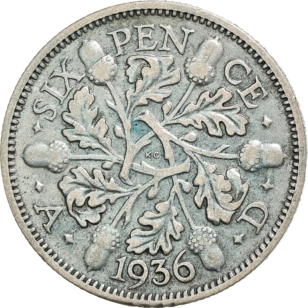 Moneta, Gran Bretagna, George V, 6 Pence, 1936, MB+, Argento, KM:832