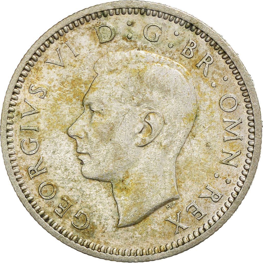Moneda, Gran Bretaña, George VI, 6 Pence, 1941, MBC+, Plata, KM:852