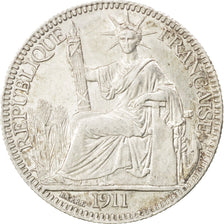 FRENCH INDO-CHINA, 10 Cents, 1911, Paris, KM #9, AU(50-53), Silver, Lecompte...