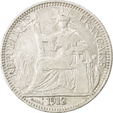 Moneda, Indochina francesa, 10 Cents, 1912, Paris, BC+, Plata, KM:9