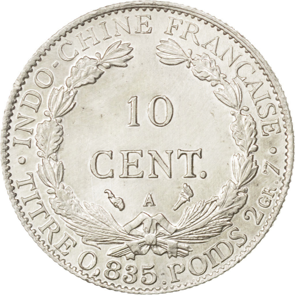FRENCH INDO-CHINA, 10 Cents, 1913, Paris, KM #9, AU(55-58), Silver, Lecompte...