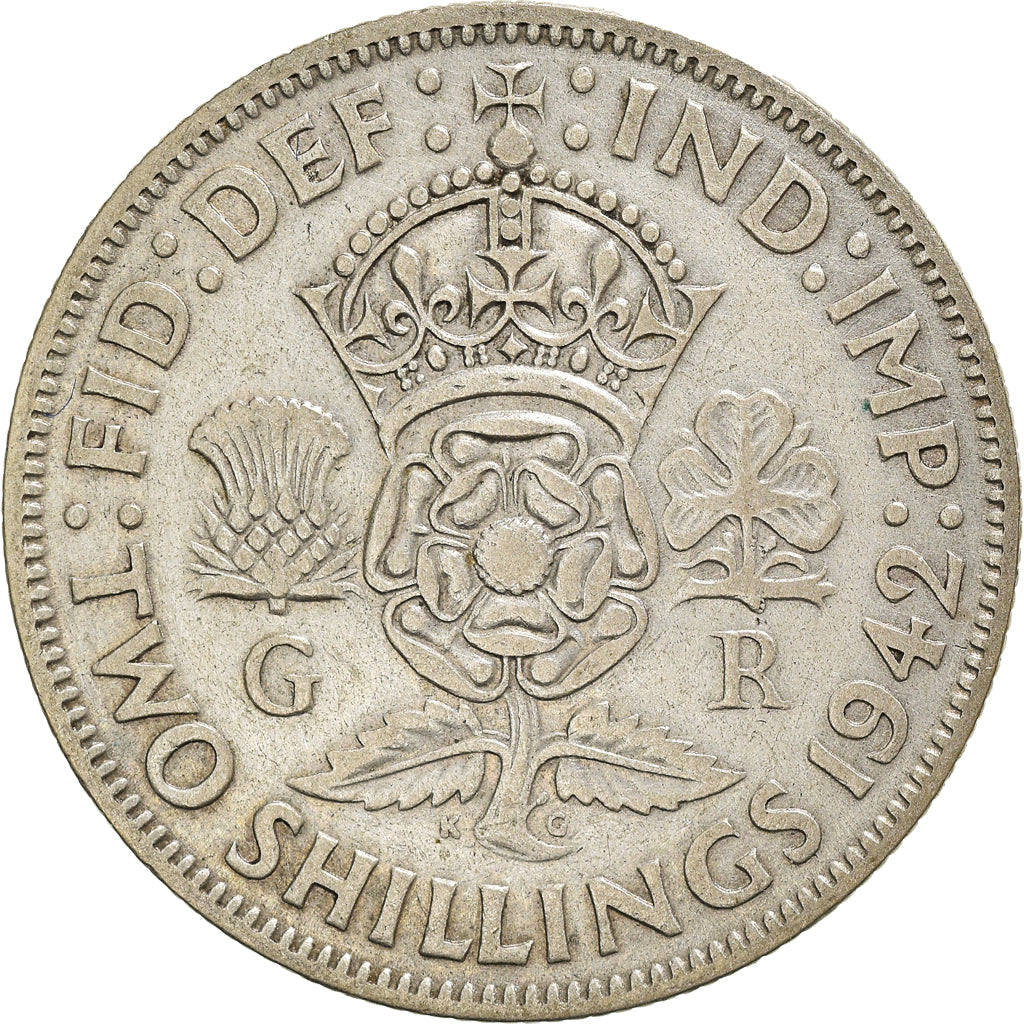 Moneta, Gran Bretagna, George VI, Florin, Two Shillings, 1942, MB+, Argento
