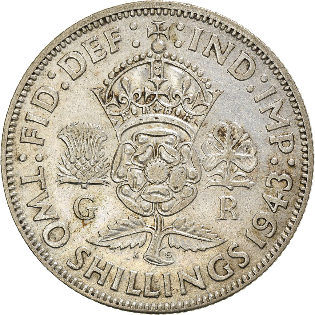 Coin, Great Britain, George VI, Florin, Two Shillings, 1943, EF(40-45), Silver