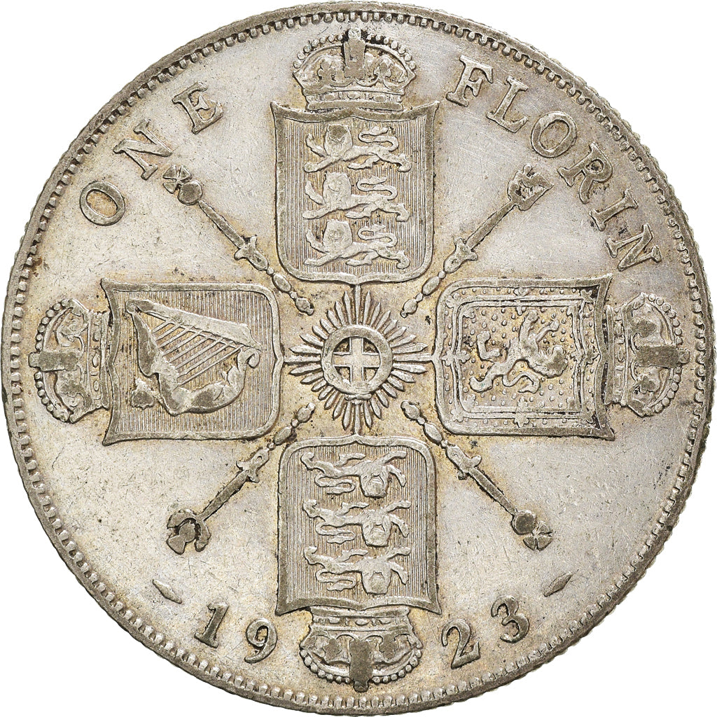 Moneta, Gran Bretagna, George V, Florin, Two Shillings, 1923, MB+, Argento