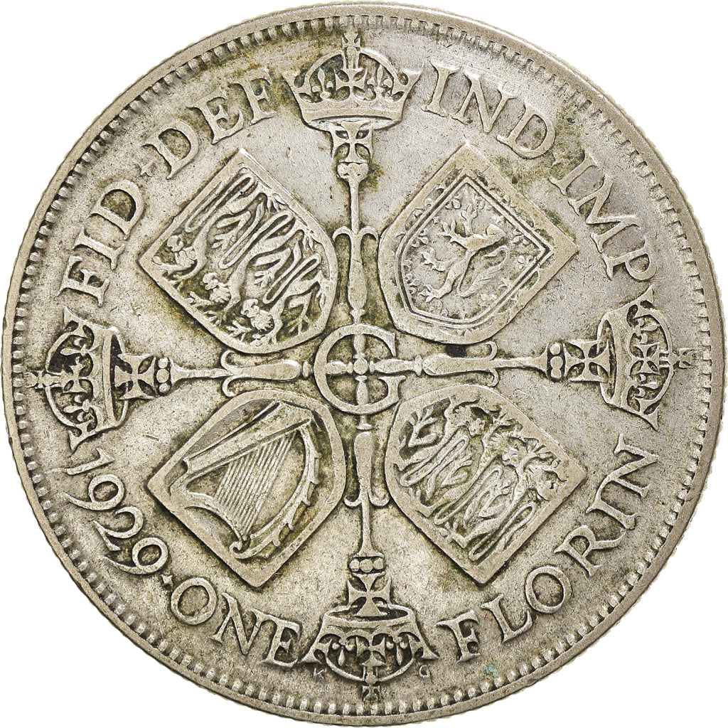 Münze, Großbritannien, George V, Florin, Two Shillings, 1929, S+, Silber