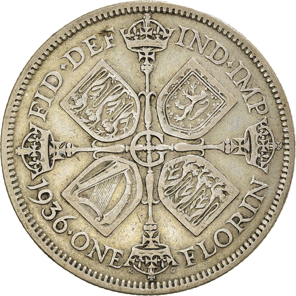 Münze, Großbritannien, George V, Florin, Two Shillings, 1936, S+, Silber