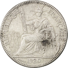 FRENCH INDO-CHINA, 10 Cents, 1920, San Francisco, KM #14, EF(40-45), Silver,...