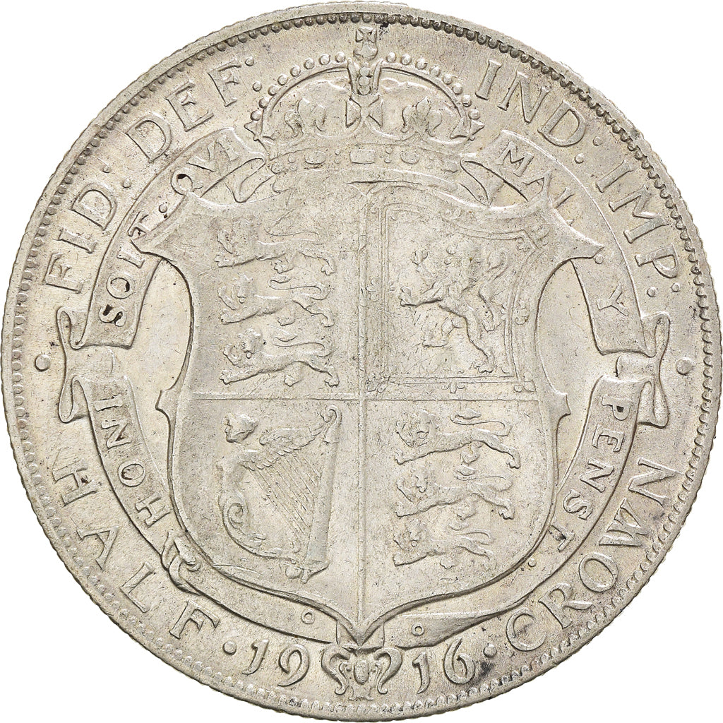 Coin, Great Britain, George V, 1/2 Crown, 1916, EF(40-45), Silver, KM:818.1
