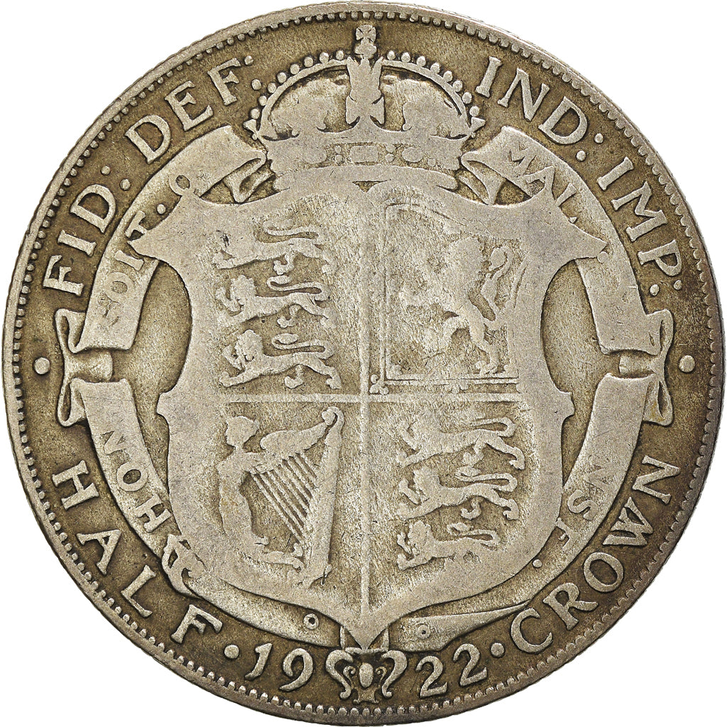 Coin, Great Britain, George V, 1/2 Crown, 1922, VF(20-25), Silver, KM:818.1a