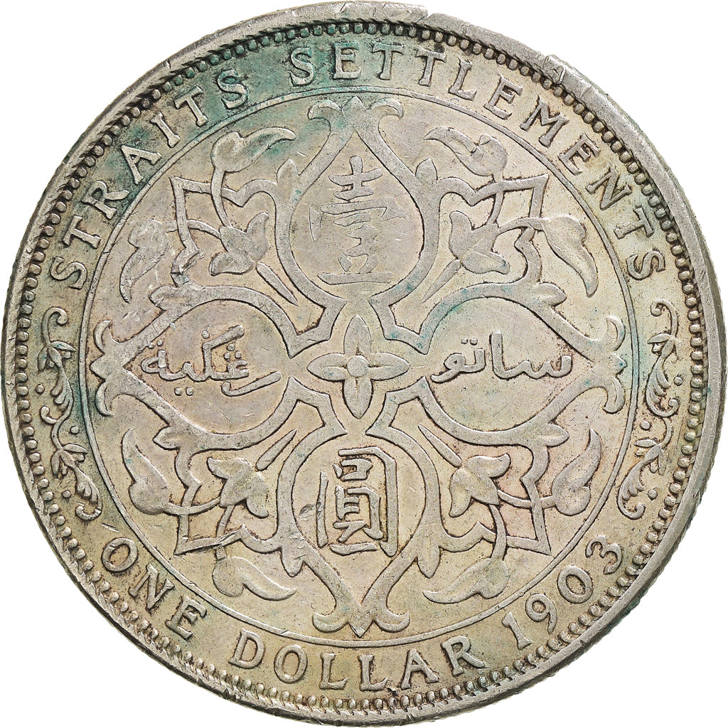 Coin, Straits Settlements, Edward VII, Dollar, 1903, Bombay, EF(40-45), Silver