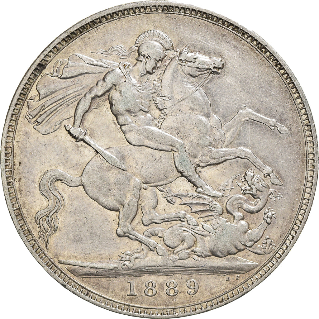 Moneta, Gran Bretagna, Victoria, Crown, 1889, London, BB+, Argento, KM:765