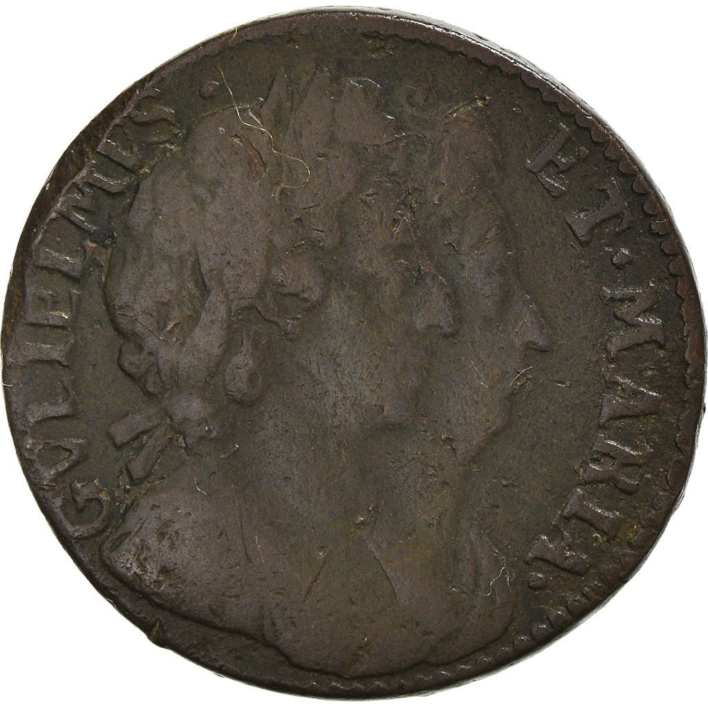 Coin, Great Britain, William and Mary, Farthing, 1694, VF(20-25), Copper