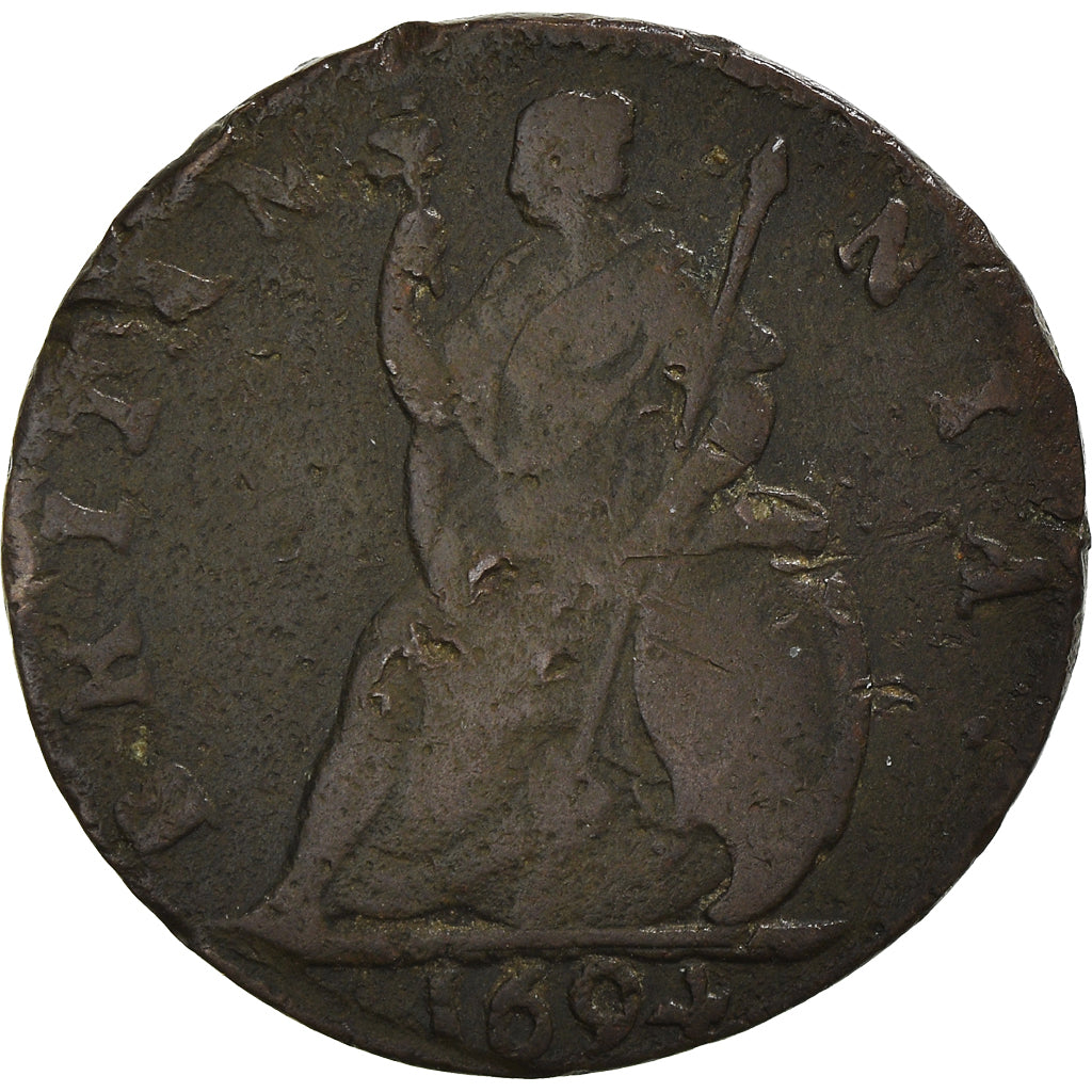 Coin, Great Britain, William and Mary, Farthing, 1694, VF(20-25), Copper