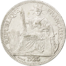 FRENCH INDO-CHINA, 10 Cents, 1925, Paris, KM #16.1, EF(40-45), Silver, Lecompte.
