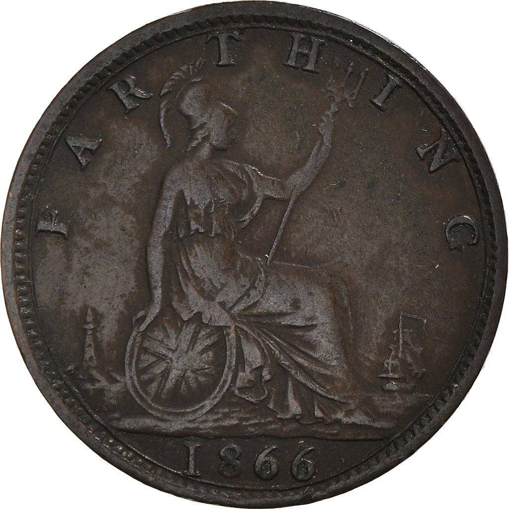 Coin, Great Britain, Victoria, Farthing, 1866, EF(40-45), Bronze, KM:747.2