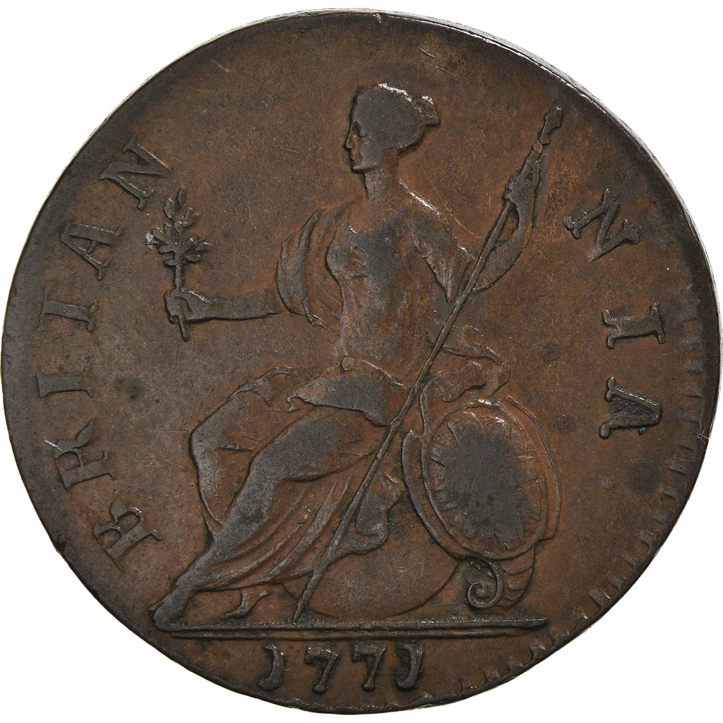 Coin, Great Britain, George III, 1/2 Penny, 1771, VF(30-35), Copper, KM:601