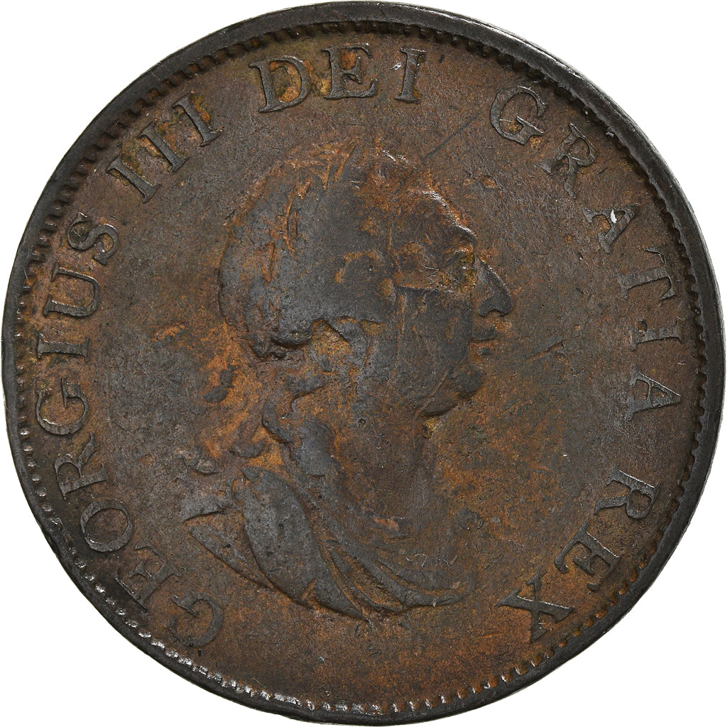Coin, Great Britain, George III, 1/2 Penny, 1799, VF(20-25), Copper, KM:647