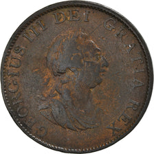 Coin, Great Britain, George III, 1/2 Penny, 1799, VF(20-25), Copper, KM:647