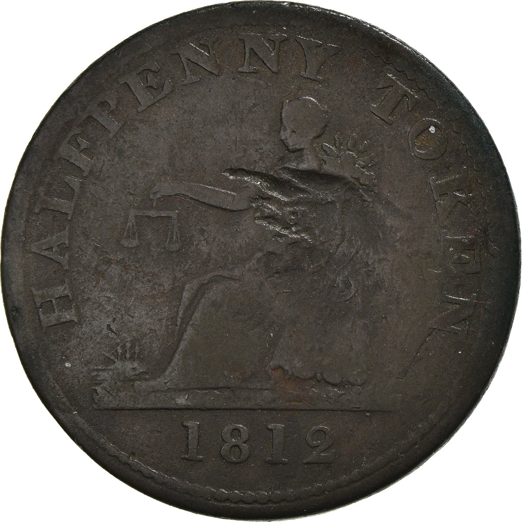 Coin, Canada, LOWER CANADA, Halfpenny Token, 1812, VF(20-25), Brass