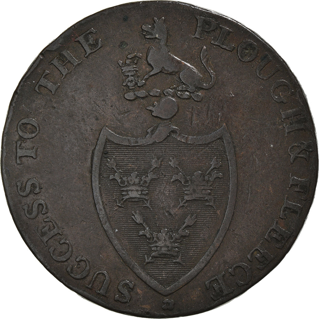 Coin, Great Britain, Suffolk, Halfpenny Token, Bury, EF(40-45), Copper