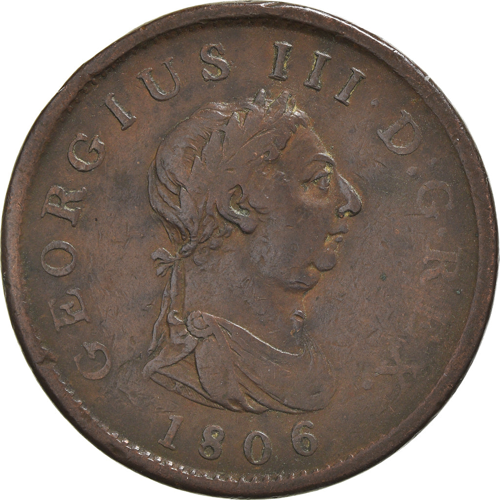 Moneta, Gran Bretagna, George III, Penny, 1806, MB+, Rame, KM:663
