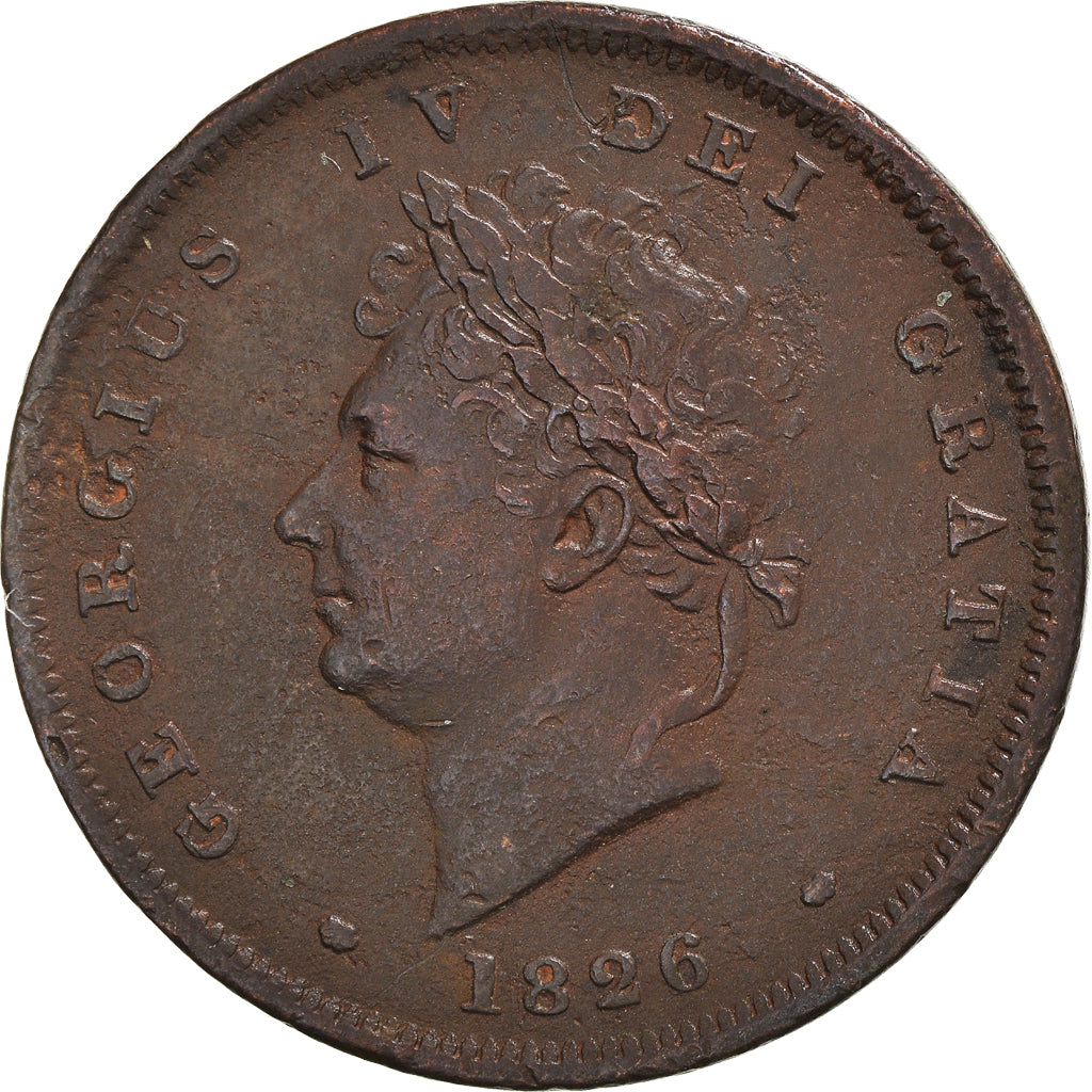 Coin, Great Britain, George IV, Penny, 1826, VF(20-25), Bronze Plated Copper