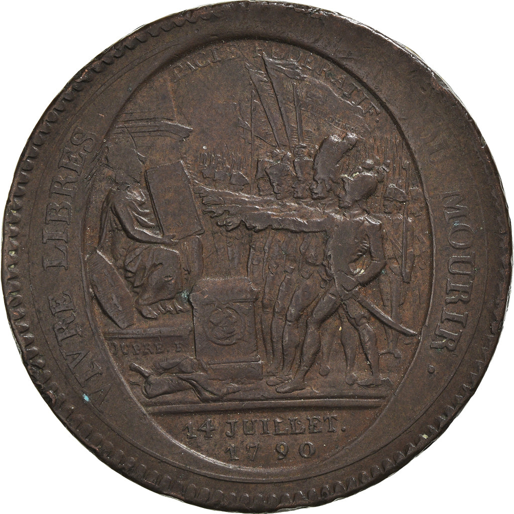 Moneta, Francia, Monneron, 5 Sols, 1792, Paris, MB, Bronzo