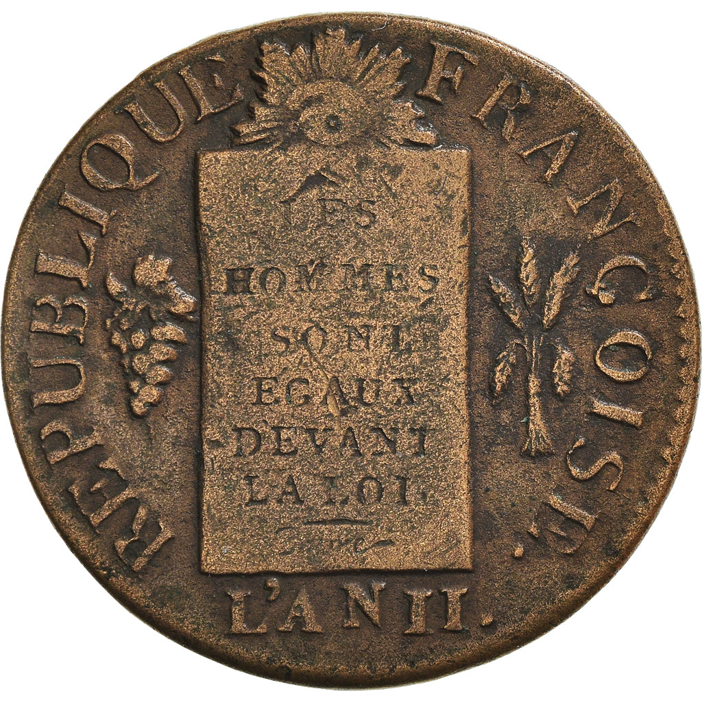 Moeda, França, Sol aux balances françoise, Sol, 1793, Metz, VF(30-35), Bronze