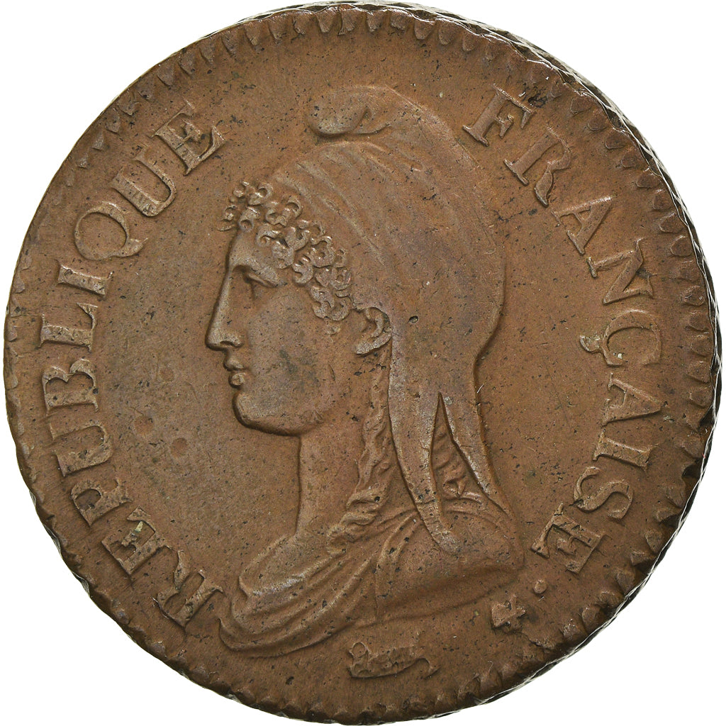 Coin, France, Decime, AN 7/5, Paris, Coq/Corne, EF(40-45), Bronze, Gadoury:187