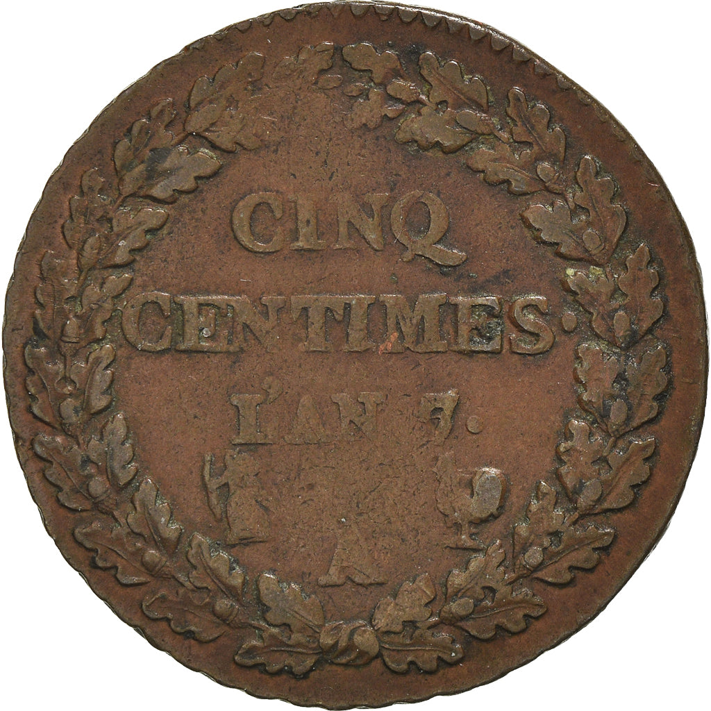 Münze, Frankreich, Dupré, 5 Centimes, AN 7/5, Paris (A/B), coq/vase, SS