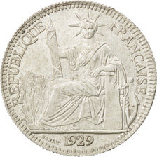 FRENCH INDO-CHINA, 10 Cents, 1929, Paris, KM #16.1, AU(50-53), Silver, Lecompte.