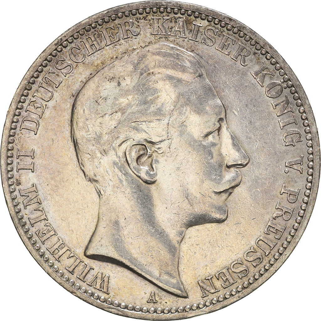 Coin, German States, PRUSSIA, Wilhelm II, 3 Mark, 1910, Berlin, EF(40-45)