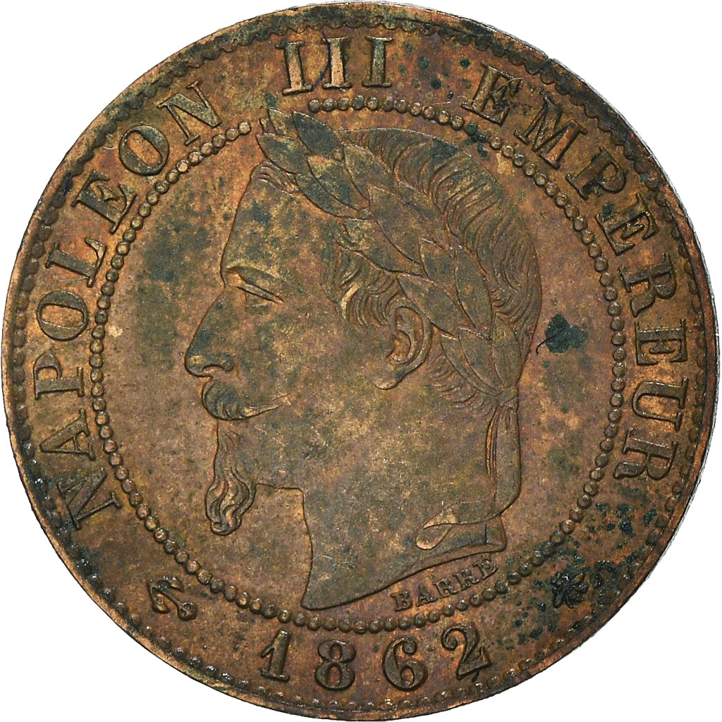Moneda, Francia, Napoleon III, Centime, 1862, Paris, MBC+, Bronce, KM:795.1