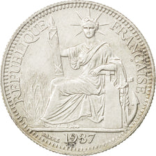 FRENCH INDO-CHINA, 10 Cents, 1937, Paris, KM #16.2, AU(50-53), Silver, Lecompte.