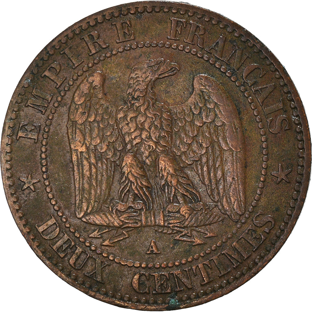Coin, France, Napoleon III, 2 Centimes, 1861, Paris, EF(40-45), Bronze