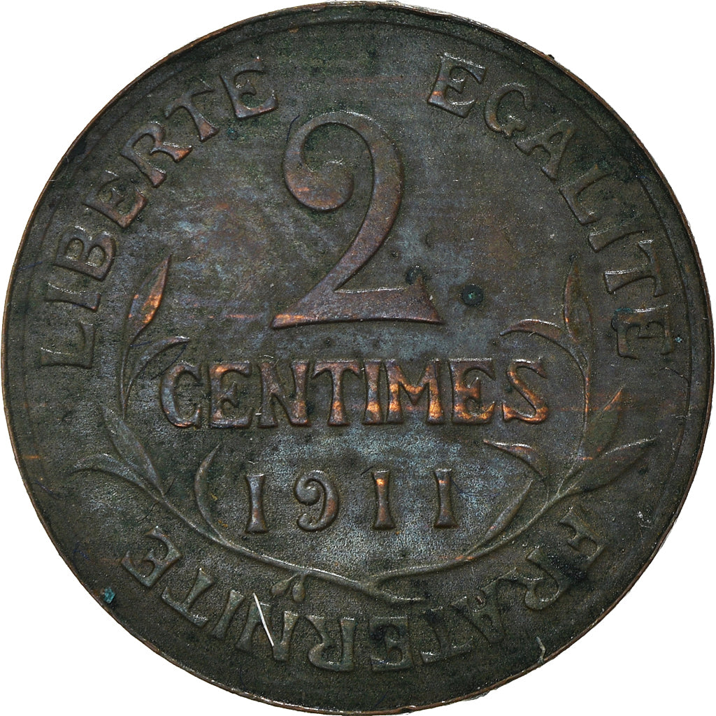 Moeda, França, Dupuis, 2 Centimes, 1911, Paris, VF(30-35), Bronze, KM:841