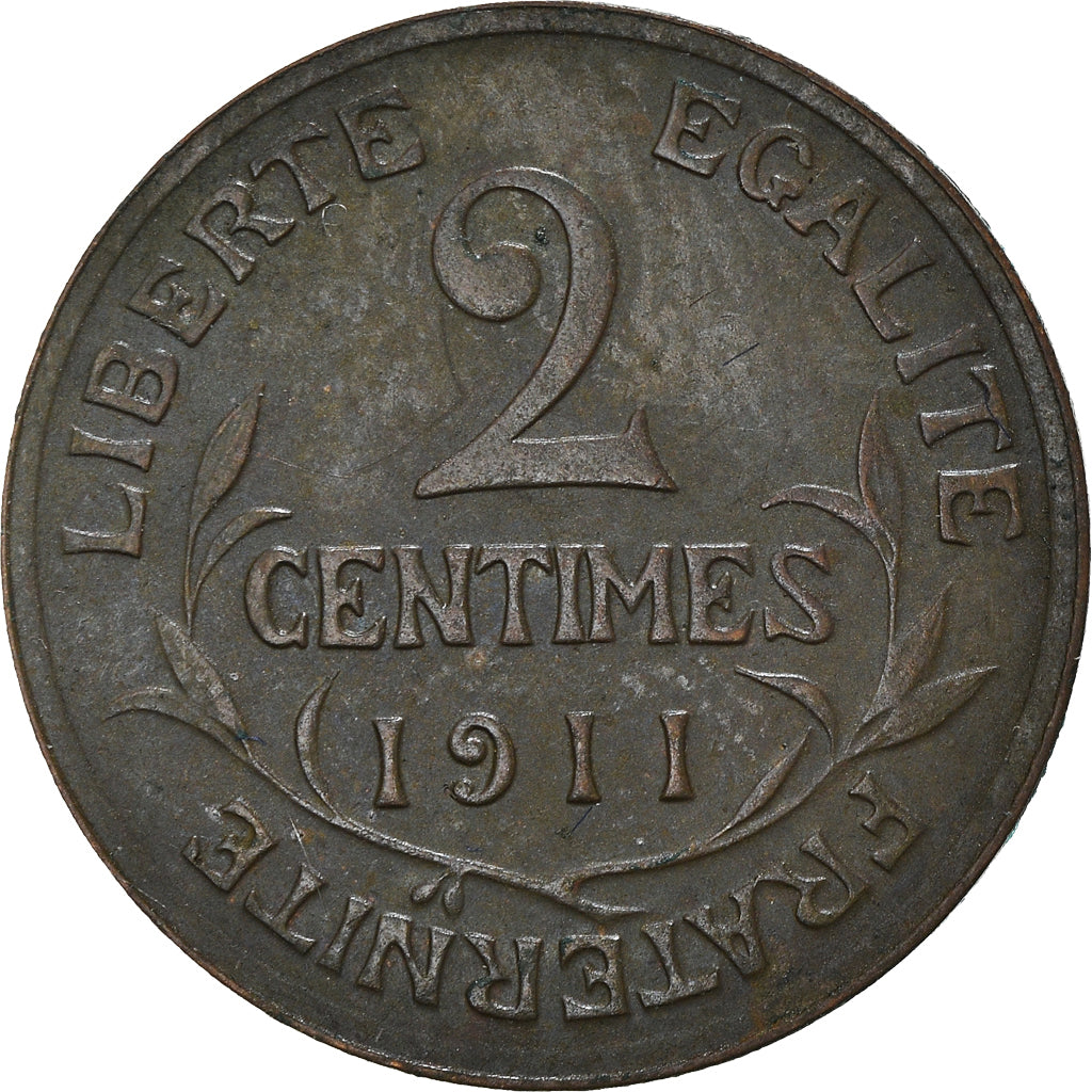 Moeda, França, Dupuis, 2 Centimes, 1911, Paris, EF(40-45), Bronze, KM:841