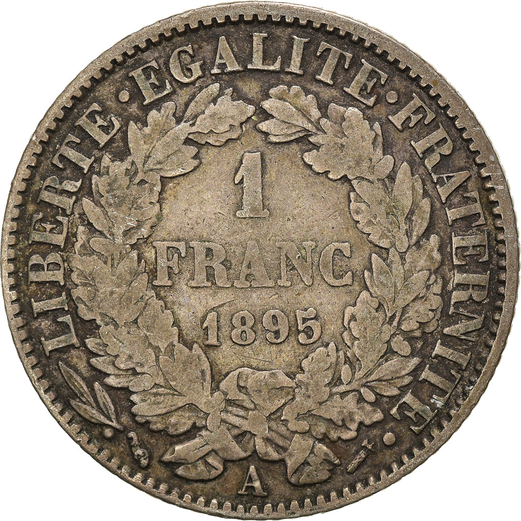 Moeda, França, Cérès, Franc, 1895, Paris, VF(30-35), Prata, KM:822.1