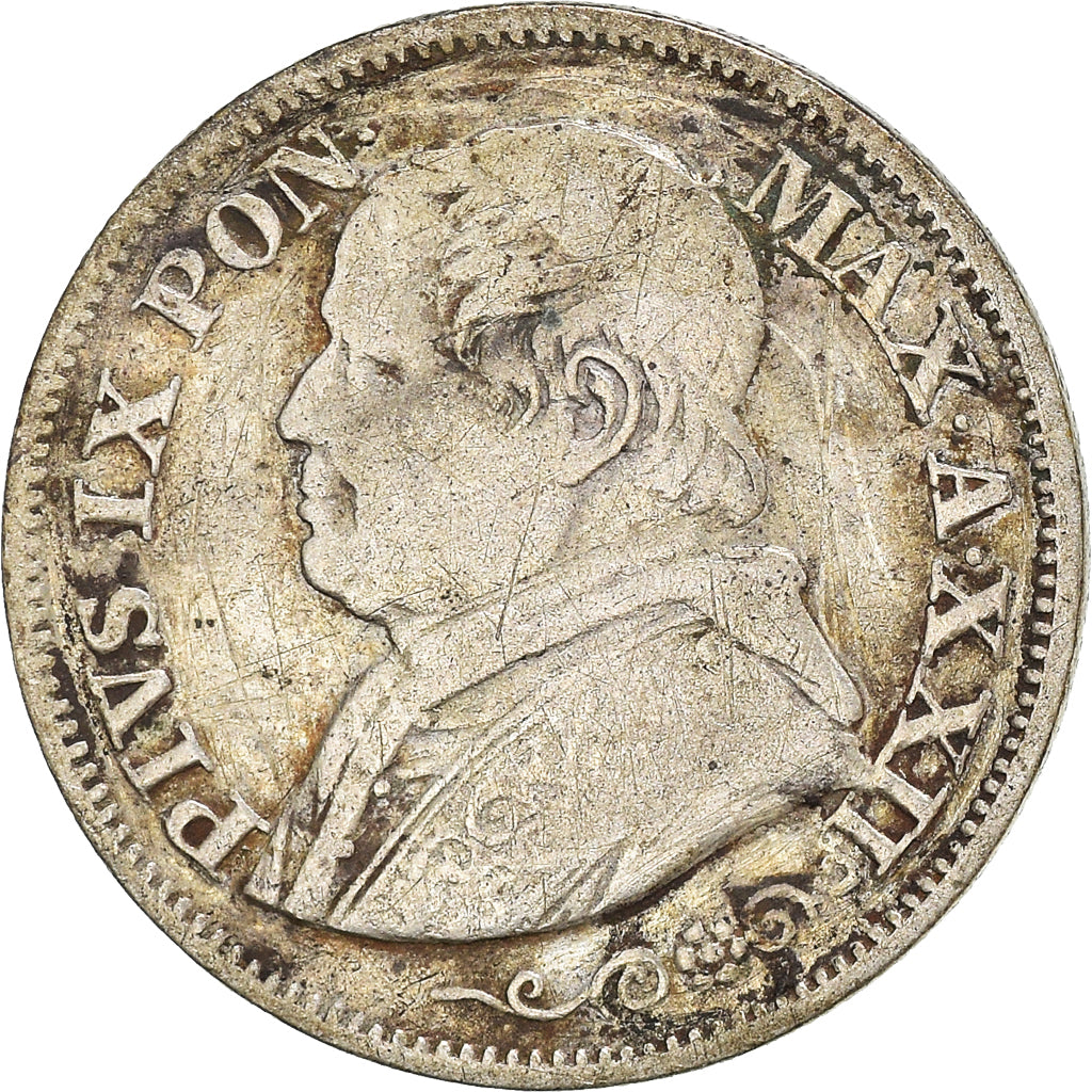 Moneda, Estados italianos, PAPAL STATES, Pius IX, 10 Soldi, 50 Centesimi, 1868