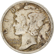Coin, United States, Mercury Dime, Dime, 1916, U.S. Mint, Philadelphia